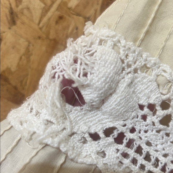 Vintage Cottagecore Peasant Cream Lace Crochet Trim Dress, No Brand, No Tags - Picture 4 of 13